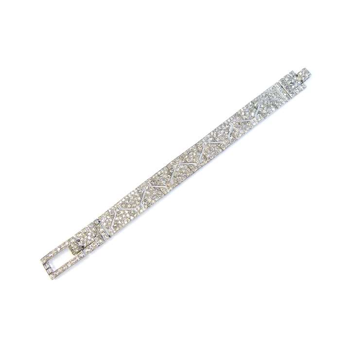 Art Deco diamond strap bracelet with pierced